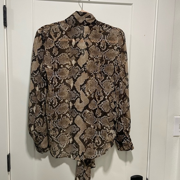 ALTUZARRA for Target Women's Brown Python Print Chiffon Blouse medium - Picture 5 of 11